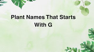 Plant Names That Starts With G [upl. by Cadel]