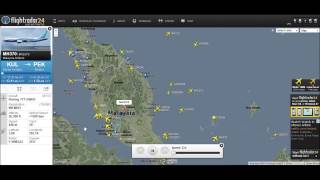 Malaysian Airlines Flight MH 370 on Flight Radar Playback with aircraft ids [upl. by Eeresid]