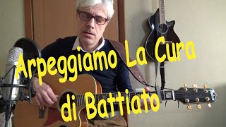 Impariamo ad arpeggiare con La cura di Battiato  tutorial chitarra [upl. by Roid]