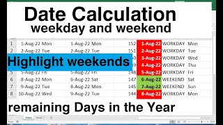 weekday formula in excel monday to friday [upl. by Aneetak3]