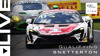 LIVE  Qualifying  Snetterton  British GT 2024 [upl. by Kurtis52]