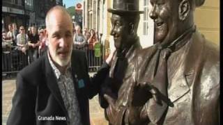 Laurel amp Hardy  Statue Unveiling ITVGranada News Broadcasts 1942009 [upl. by Lemaceon]