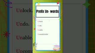 Prefixes  10 Prefix quotUnquot words  English Grammar  The Study Corner  shorts prefix [upl. by Halsy]