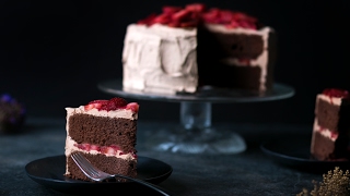 Chocolate Cake with Macerated California Strawberries [upl. by Colet]