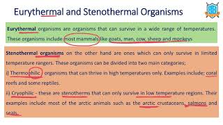 What are Eurythermal vs Stenothermal Organisms   Eurythermal అంటే ఏమిటి  La Excellence [upl. by Aicilihp]