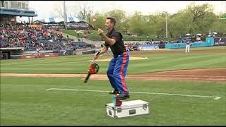 Great minor league baseball promos  juggling chainsaws at Whitecaps game [upl. by Ajssatan]