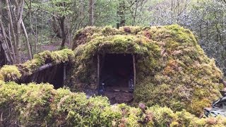 2 nights camping in our debris shelter and spit roast lamb leg [upl. by Yesac]