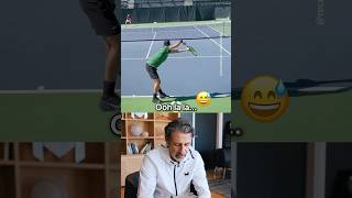 The weirdest serve ever seen and it works 😲 tennis tennisserve tenniscoach [upl. by Nirahs]