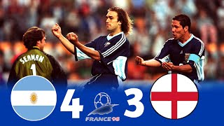 Argentina 2 4 × 2 3 England  1998 World Cup Extended Highlights amp Goals  Penalties HD [upl. by Balch]