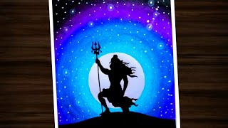 Lord shiva moonlight unique drawing step by step  for beginners  oil pastel colour painting [upl. by Sibeal400]