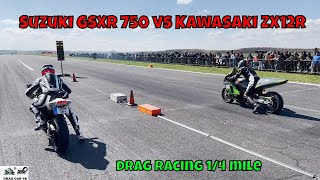 Suzuki GSXR 750 vs Kawasaki ZX12R drag bike superbikes drag racing 14 mile 🏍🚦  4K UHD [upl. by Neelra]