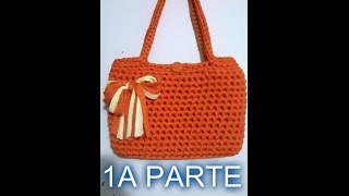 BORSA FETTUCCIA ORANGE 1A PARTE con fondo e manici [upl. by Rech]