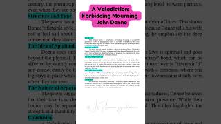 Donne A ValedictionForbidding Mourning Instant Essay for Exam Success ARsummaryguidance viral [upl. by Luna966]