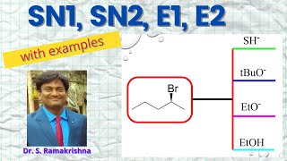 SN1 SN2 E1 E2 with examples [upl. by Ahk]