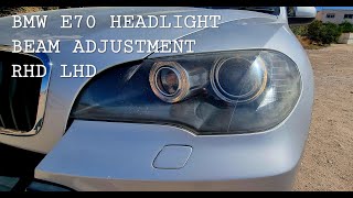 BMW E70 Headlight Beam Adjustment RHD LHD [upl. by Adnilev]