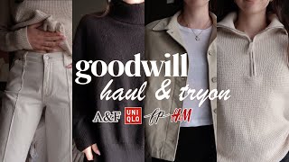 GOODWILL HAUL amp TRY ON  found so many amazing brands [upl. by Kciredorb309]