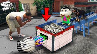 Franklin Shinchan And Pinchan New Job To Cut Everything In Shredder Machine In Gta 5 [upl. by Dorelle315]