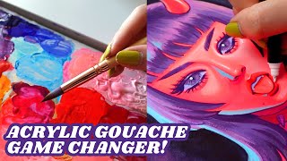 MY FAVE PALETTE FOR ACRYLIC GOUACHE  tips and advice on my painting process [upl. by Sluiter362]