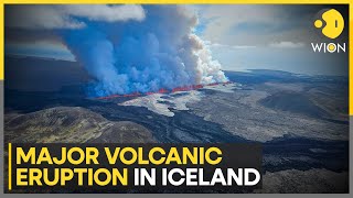 Icelandic volcano erupts again spewing smoke amp lava  Latest English News  WION [upl. by Ioyal209]