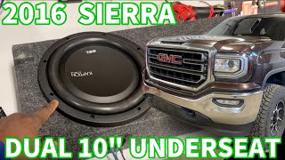 2016 GMC SIERRA DUAL 10quot UNDERSEAT SUBWOOFER FULL INSTALL [upl. by Wengert438]