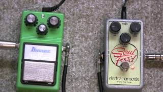 Ibanez Tube Screamer TS 9 Vs Electro Harmonix Soul Food Overdrive Pedal Shootout [upl. by Ella]