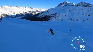 Corvatsch StMoritz skiing on white carpet slope 12 4K [upl. by Mayberry]