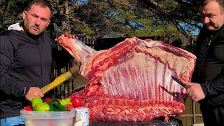 MEAT WITH VEGETABLES COOKED IN A POT ON OPEN FIRE [upl. by Ym]