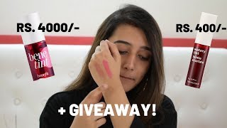 BENETINT VS THE FACE SHOP TINT  REVIEW  GIVEAWAY WORTH RS 5000 [upl. by Nylitak]