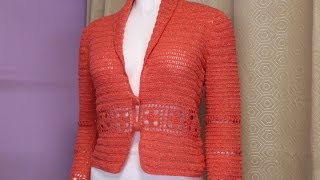 BOLERO CROCHET MANGA LARGA PARA MUJER 1 de 2 cc [upl. by Soigroeg]