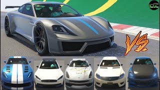 GTA 5  Top Speed Drag Race Pfister Neon vs Pariah Raiden Massacro Elegy V12 Banshee etc [upl. by Sutniuq299]