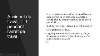 Cours gestion de la paie  Accident du travail et Indemnités journalières [upl. by Wendel61]