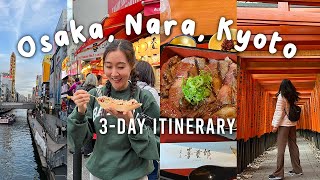 Japan Travel Vlog best things to do in OSAKA NARA and KYOTO 2023 [upl. by Suirauqed]