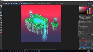 Speedpaint Marmoset Hexels 3 Magical Floating Island Tile [upl. by Htinnek]