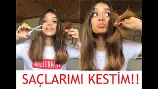 SAÇLARIMI KESTİMEVDE NASIL SAÇ KESİLİR [upl. by Annawit242]