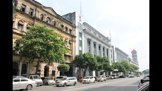 Walking Yangons Pansodan Street amp Weekend Market Myanmar [upl. by Silver]