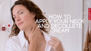 How to apply your neck and decollete cream  Clarins [upl. by Atteuqahc]