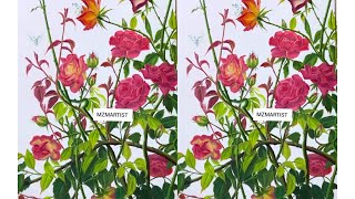 flower painting step by stepacrylic painting tutorialMZMARTIST [upl. by Aimahs]