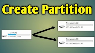 Partition In Windows 10 After Installation  How To Create Partition In Hp Laptop Windows 10 [upl. by Rayburn]