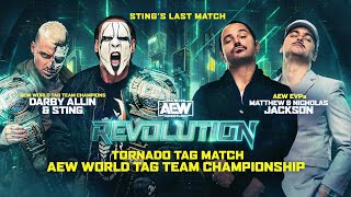 Stings Last Match Sting amp Darby v The Young Bucks  AEW Revolution LIVE Tonight on PayPerView [upl. by Nomolos]