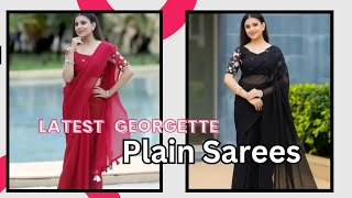 Latest Georgette Plain Saree Collection 2024 sarees plainsarees [upl. by Erma583]