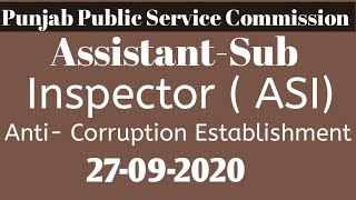 Assistant Sub Inspector  27092020 ASI Jobs 2020 PPSC Past Papers Anti Corruption Jobs [upl. by Ynohtnaluap321]