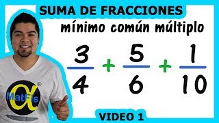 Suma de 3 fracciones con mcm mínimo común múltiplo 1  Alfa MatFis [upl. by Nairbo]