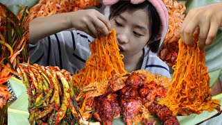 Homemade Kimchi With Spicy Chicken  Korean Noodles  Naga Mukbang [upl. by Amery]