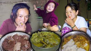 Buff Curry Recipe and rice Cooking and eagting  Nepali Village Style buff curry  Village life vlog [upl. by Ami]