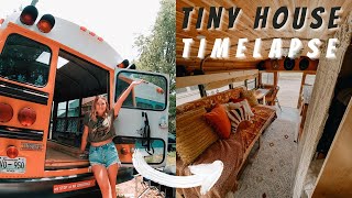 Solo Female Skoolie Conversion Timelapse Start To Finish  School Bus to Tiny Home Under 15k [upl. by Aidaas846]