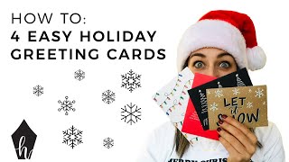 4 Easy HandLettered Holiday Greeting Cards [upl. by Mikihisa]