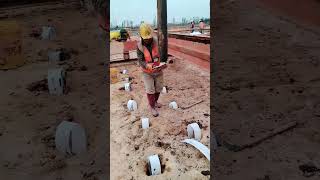 Insertion process of drainage board for soft soil foundation [upl. by Nalyad]