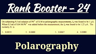 PolarographyElectrochemistryProblemspolarography for CSIRNETGATE Chemistry in hindi [upl. by Aitsirk]