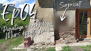 Ep04  Piquetage  archéologie des murs  LA GRANGE EN RENOVATION [upl. by Orteip716]