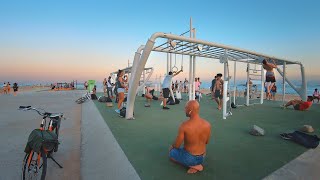 Barcelona Beach Walk at Sunset  Catalonia Spain [upl. by Dilan]